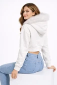 KÜRK DETAYLI CROP SWEATSHIRT thumbnail 8