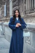 Kadın Kot Kimono Uzun Pardesü thumbnail 5