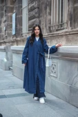 Kadın Kot Kimono Uzun Pardesü thumbnail 1