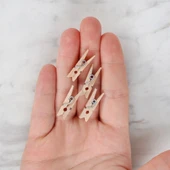 Loren 10 lu Natural Mini Ahşap Mandal thumbnail 3