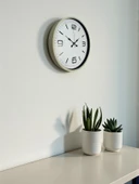 36 Cm Krem Modern Dekoratif Duvar Saati thumbnail 3