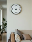 36 Cm Krem Modern Dekoratif Duvar Saati thumbnail 1