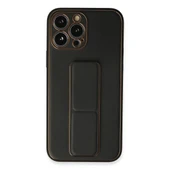 İphone 13 Pro Kılıf Coco Deri Standlı Kapak - Siyah thumbnail 1
