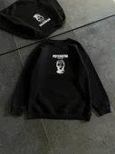 Kışlık Bisiklet Yaka Baskılı SweatShirt - Siyah thumbnail 2