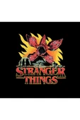 fame-stoned Stranger Things Demogorgon Baskılı Unisex %100 Pamuk Kapüşonlu Siyah Sweatshirt thumbnail 2