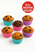 Pratik Silikon Muffin Kalıbı - 6’lı Set thumbnail 1