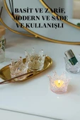 6'lı Set Kristal Taç Mumluk Şeffaf thumbnail 5