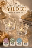 2'li Set Kristal Taç Mumluk Şeffaf thumbnail 6