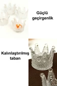 Şeffaf Taç Cam Küllük Mumluk thumbnail 2