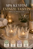 2'li Set Kristal Taç Mumluk Şeffaf thumbnail 4