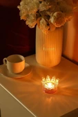 2'li Set Kristal Taç Mumluk Gold thumbnail 5