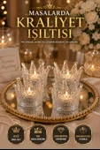 4'lü Set Kristal Taç Mumluk Şeffaf thumbnail 4