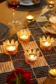 2'li Set Kristal Taç Mumluk Gold thumbnail 3