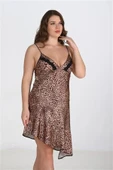 Arias Closet Premium Büyük Beden Saten Leopar Gecelik Bigsize thumbnail 2