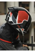 LS2 RAPID 2 RACE GRID MAT BEYAZ-KIRMIZI KASK thumbnail 3