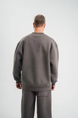Uzun Kol Bisiklet Yaka Basic SweatShirt - Füme thumbnail 4