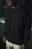 Kışlık Bisiklet Yaka Üç İplik Basic SweatShirt - Siyah 8381540 thumbnail 1