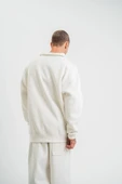 Uzun Kol Bisiklet Yaka Basic SweatShirt - Beyaz thumbnail 5