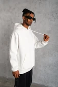 3 İplik Kapşonlu Sweatshirt - Beyaz thumbnail 1