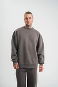 Uzun Kol Bisiklet Yaka Basic SweatShirt - Füme thumbnail 5