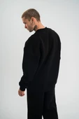 ErkeknUzun Kol Bisiklet Yaka Basic SweatShirt - Siyah thumbnail 3