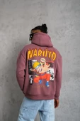 Erkek Baskılı Sweat Kapüşonlu - Gül Kurusu thumbnail 2