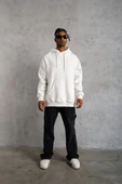 3 İplik Kapşonlu Sweatshirt - Beyaz thumbnail 3