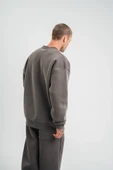 Uzun Kol Bisiklet Yaka Basic SweatShirt - Füme thumbnail 2