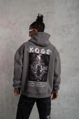 Erkek Baskılı Kapüşonlu Sweat - Gri thumbnail 3