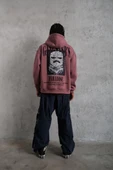Erkek Paradise Baskılı Kapüşonlu Sweat - Gül Kurusu thumbnail 5