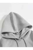 Erkek Düz Kapüşonlu Sweat - Boyalı Gri thumbnail 3