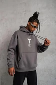 Erkek Baskılı Kapüşonlu Sweat - Gri thumbnail 1