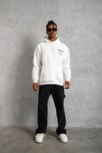 Erkek 98 Baskılı Kapşonlu Sweat - Beyaz thumbnail 5