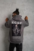 Erkek Baskılı Kapüşonlu Sweat - Gri thumbnail 5