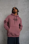 Erkek Paradise Baskılı Kapüşonlu Sweat - Gül Kurusu thumbnail 3