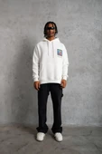 Erkek Patel Six Baskılı Kapüşonlu Sweat - Beyaz thumbnail 3