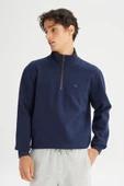 Erkek Pike Interlock Half Zip Sweatshirt DarKNavy DarKNavy M thumbnail 4