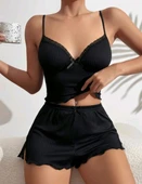 CS kadın siyah şortlu gecelik takım 5016 thumbnail 4