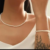 Sade Şık İnci Kolye Bileklik Set thumbnail 1
