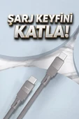 Şarj Kablosu Type-C to Type-C Data Kablo U18 Gri thumbnail 4