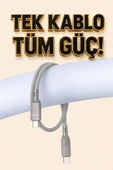 Şarj Kablosu Type-C to Type-C Data Kablo U18 Gri thumbnail 3