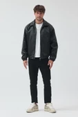 Unisex Oversize Basic Deri Ceket thumbnail 2
