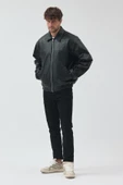 Unisex Oversize Basic Deri Ceket thumbnail 6