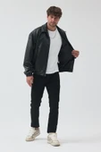 Unisex Oversize Basic Deri Ceket thumbnail 3