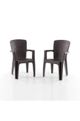 Evdemo Side 2'li Rattan Sandalye Kahve thumbnail 2