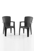Evdemo Side 2'li Rattan Sandalye Siyah thumbnail 1