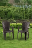 Evdemo Side 2'li Rattan Sandalye Kahve thumbnail 1