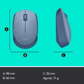 910-006866 M171 Kablosuz Mavi Gri Mouse thumbnail 5
