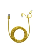 Frisby Fa-7556Uc Örgülü 3Mt Usb Data - Şarj Kablo (İos-Android-Type-C) Sarı thumbnail 1