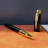Desenli Siyah Deri Defter Kalem Set thumbnail 3